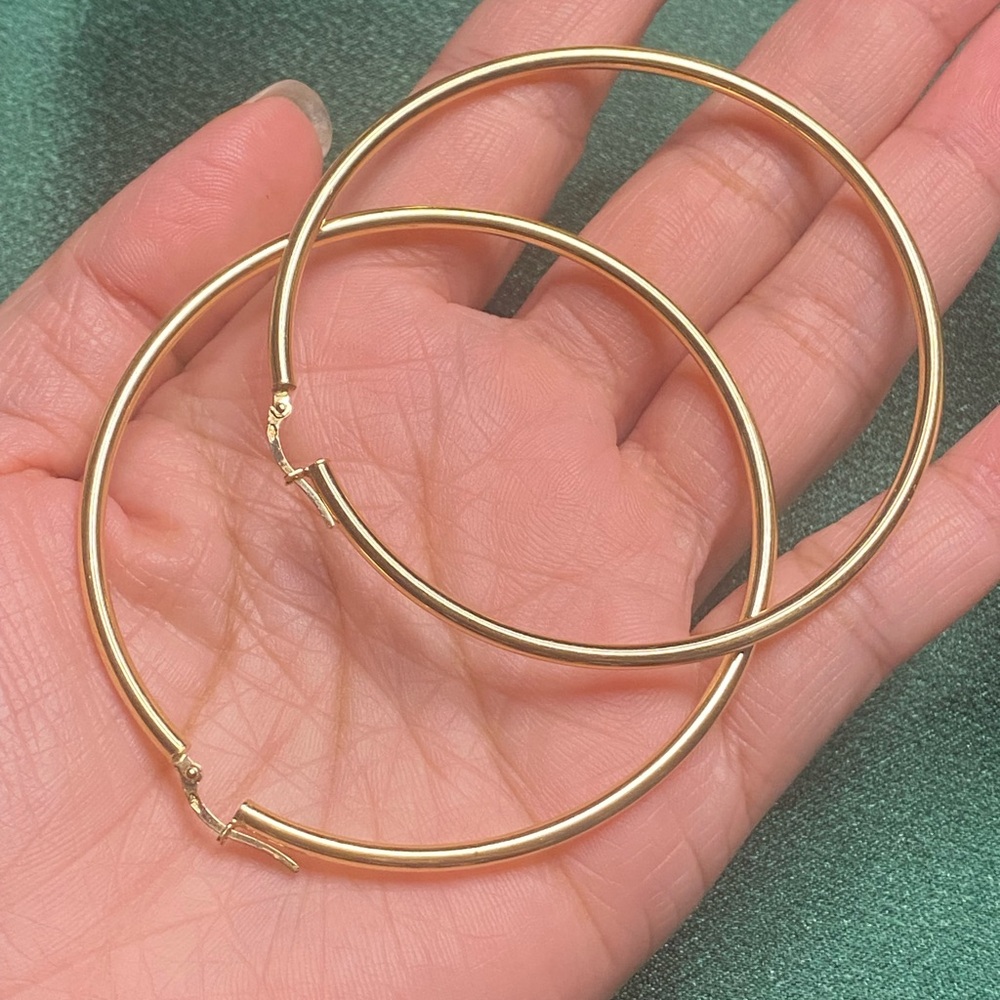 Real 18k saudi gold oversized hoop earrings
